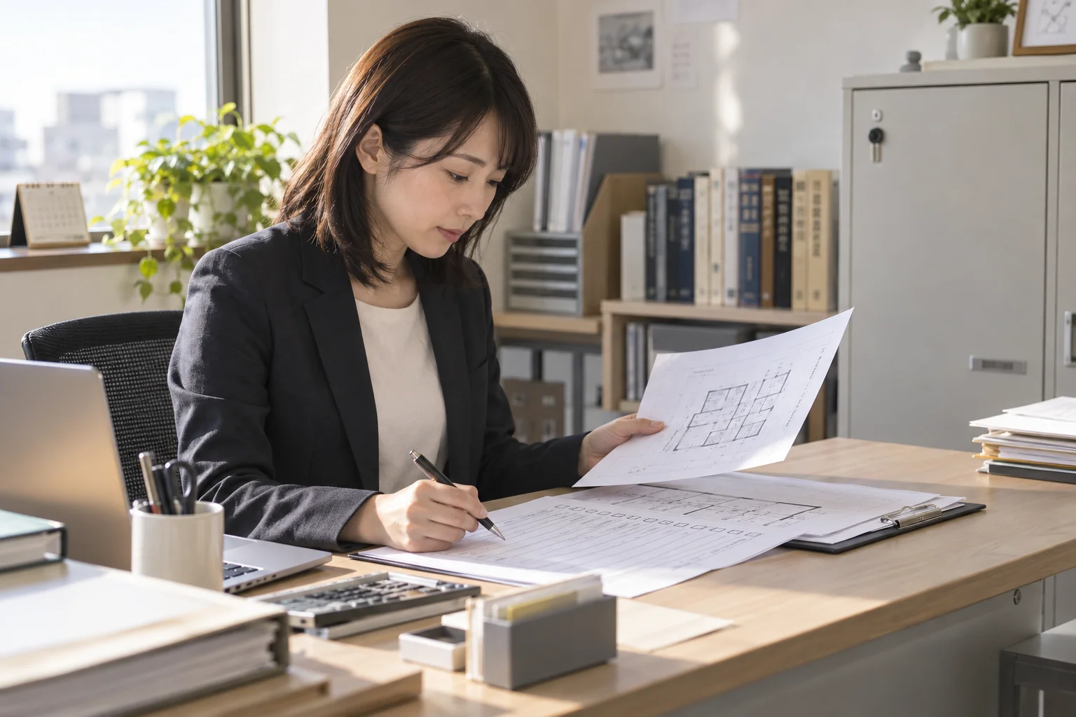 行政書士の仕事と開業準備を表す人物入りの架空イメージ(AI生成)