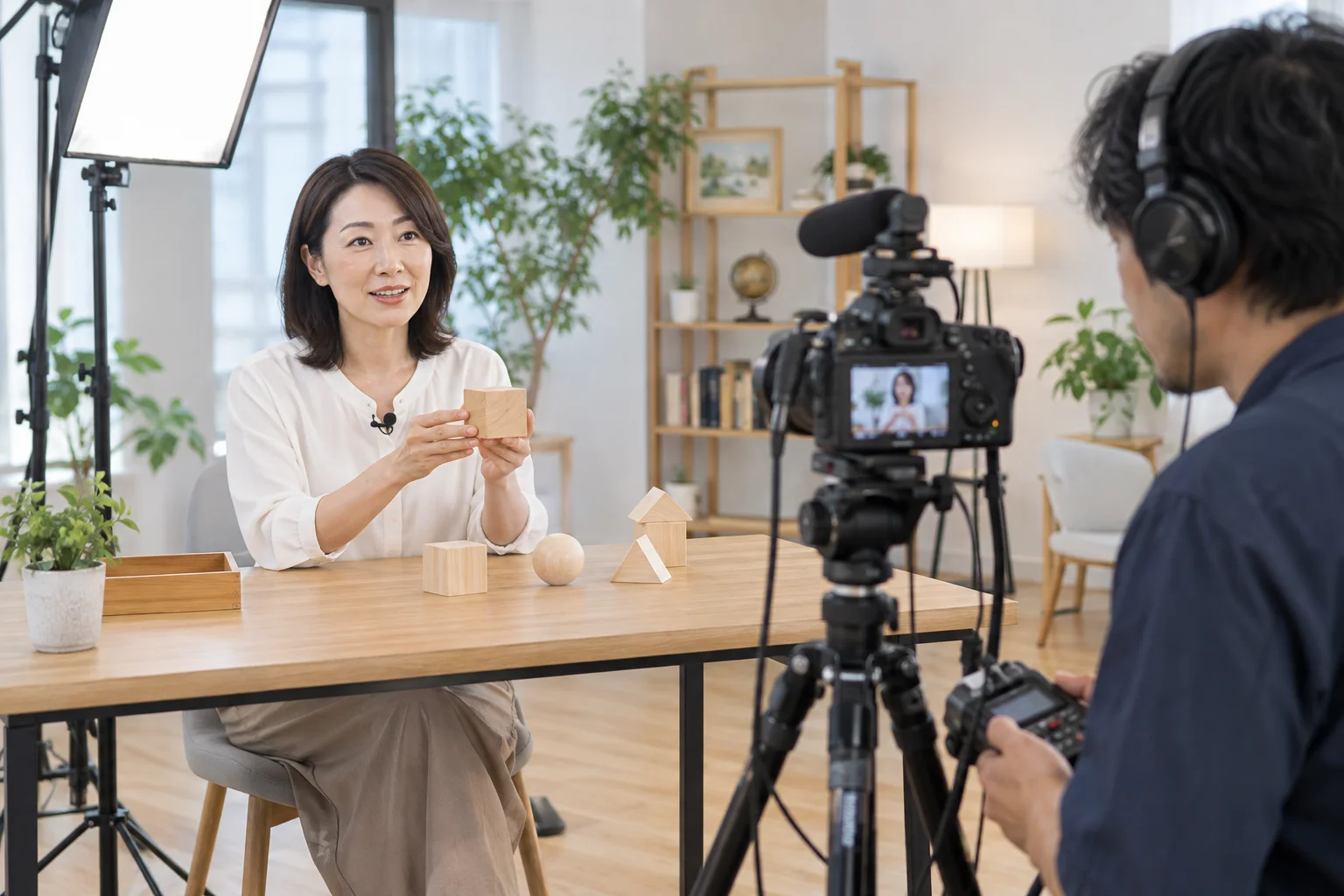 eラーニング事業の仕事と開業準備を表す人物入りの架空イメージ(AI生成)