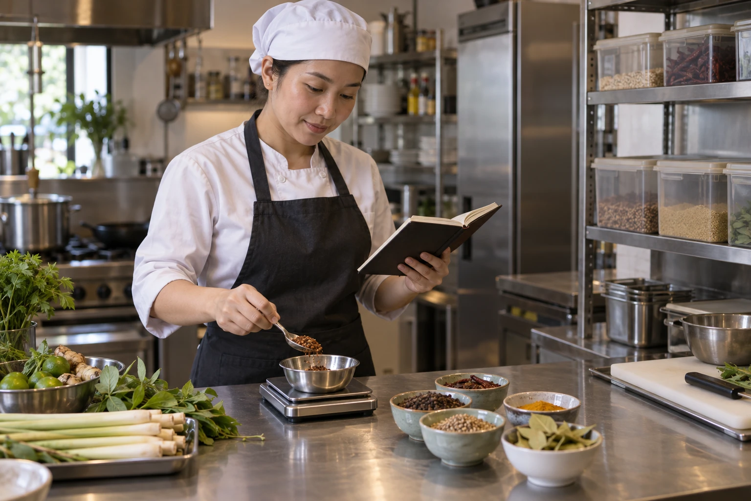 エスニック料理店の仕事と開業準備を表す人物入りの架空イメージ(AI生成)