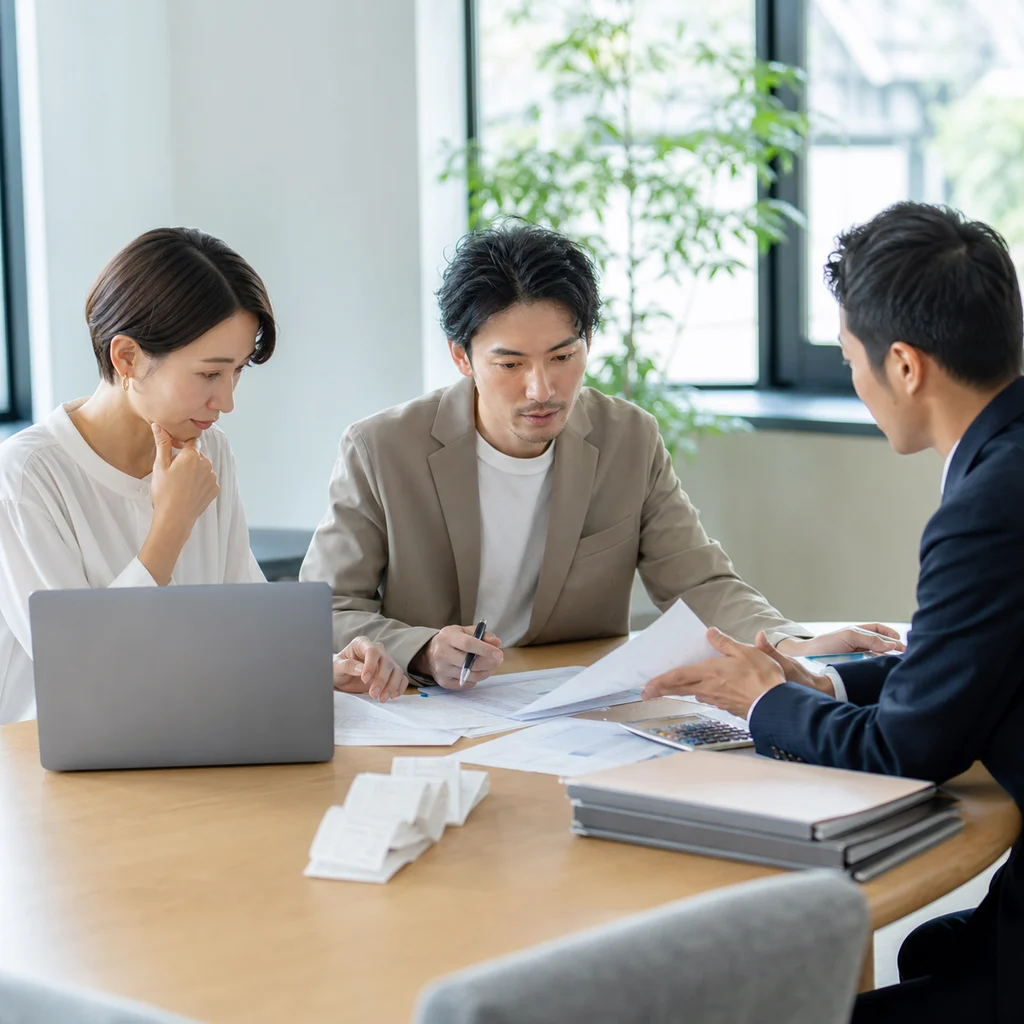 夫婦の共同経営者が融資後の立替と出資一覧を確認する場面