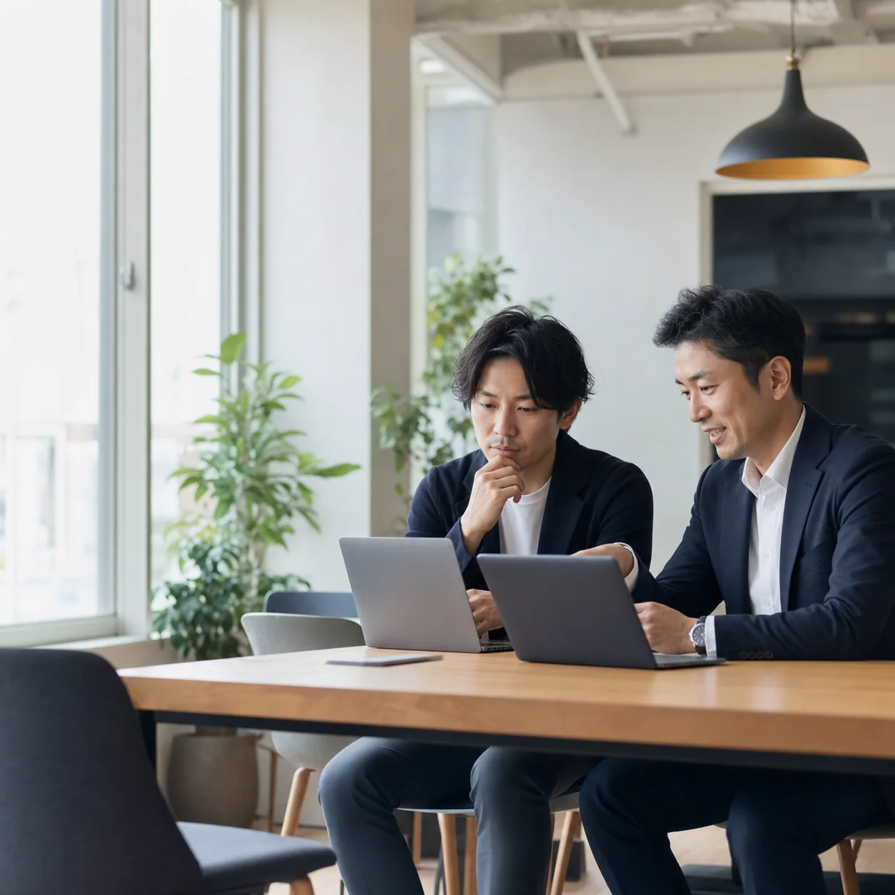IT事業の開発工程と売上計画を確認する場面