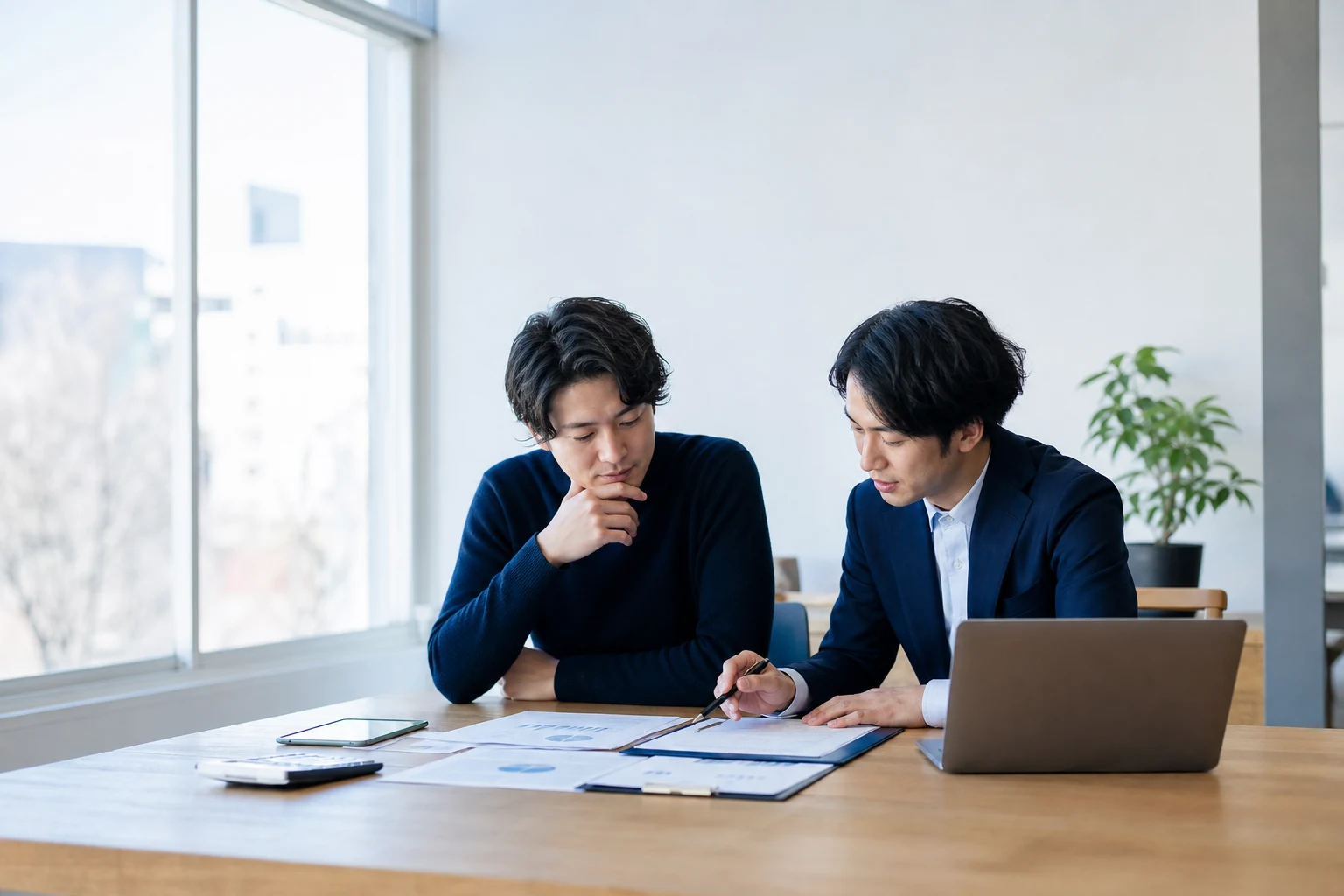 創業融資サポート料の請求書と資金計画を確認する創業者
