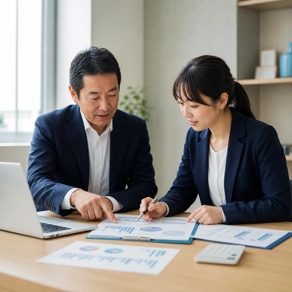 創業融資サポートの作業範囲を確認する創業者と支援担当者